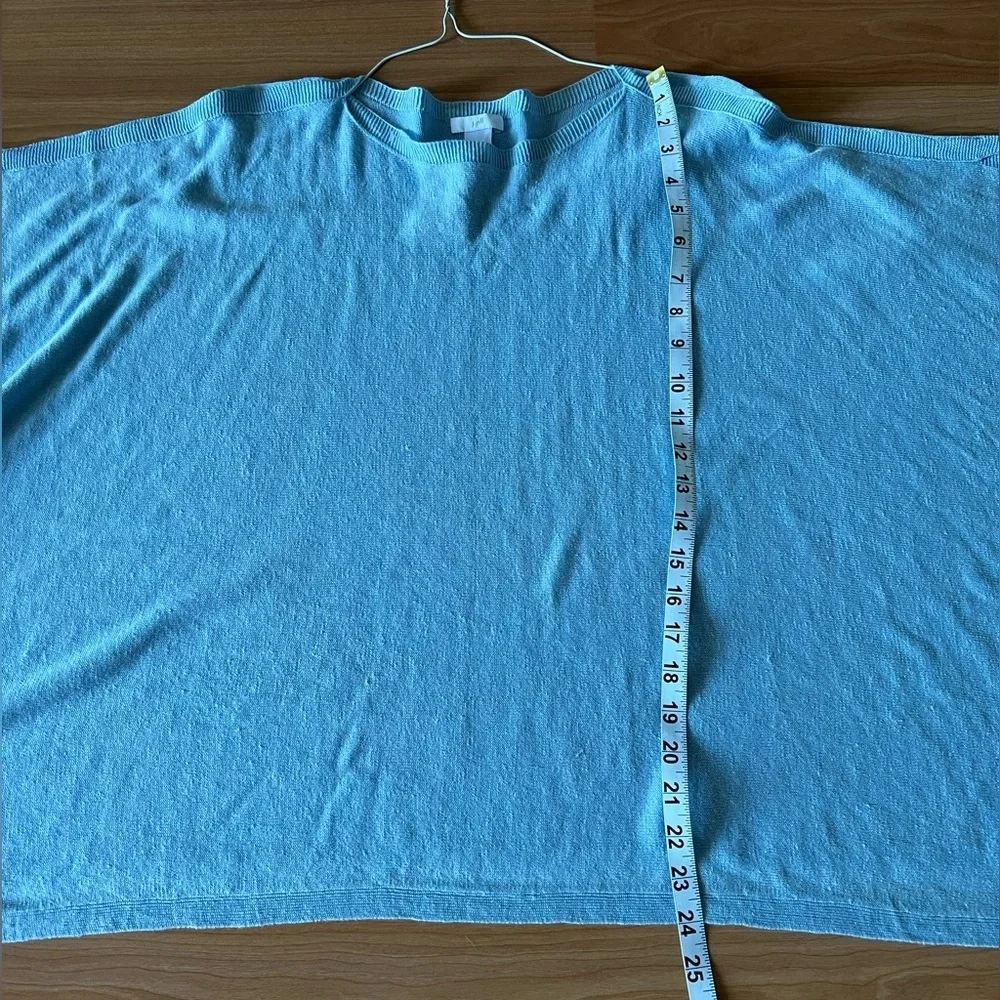 J. Jill Linen-Blend Light Blue Tassel Hem Poncho Top One Size Flowy Boho